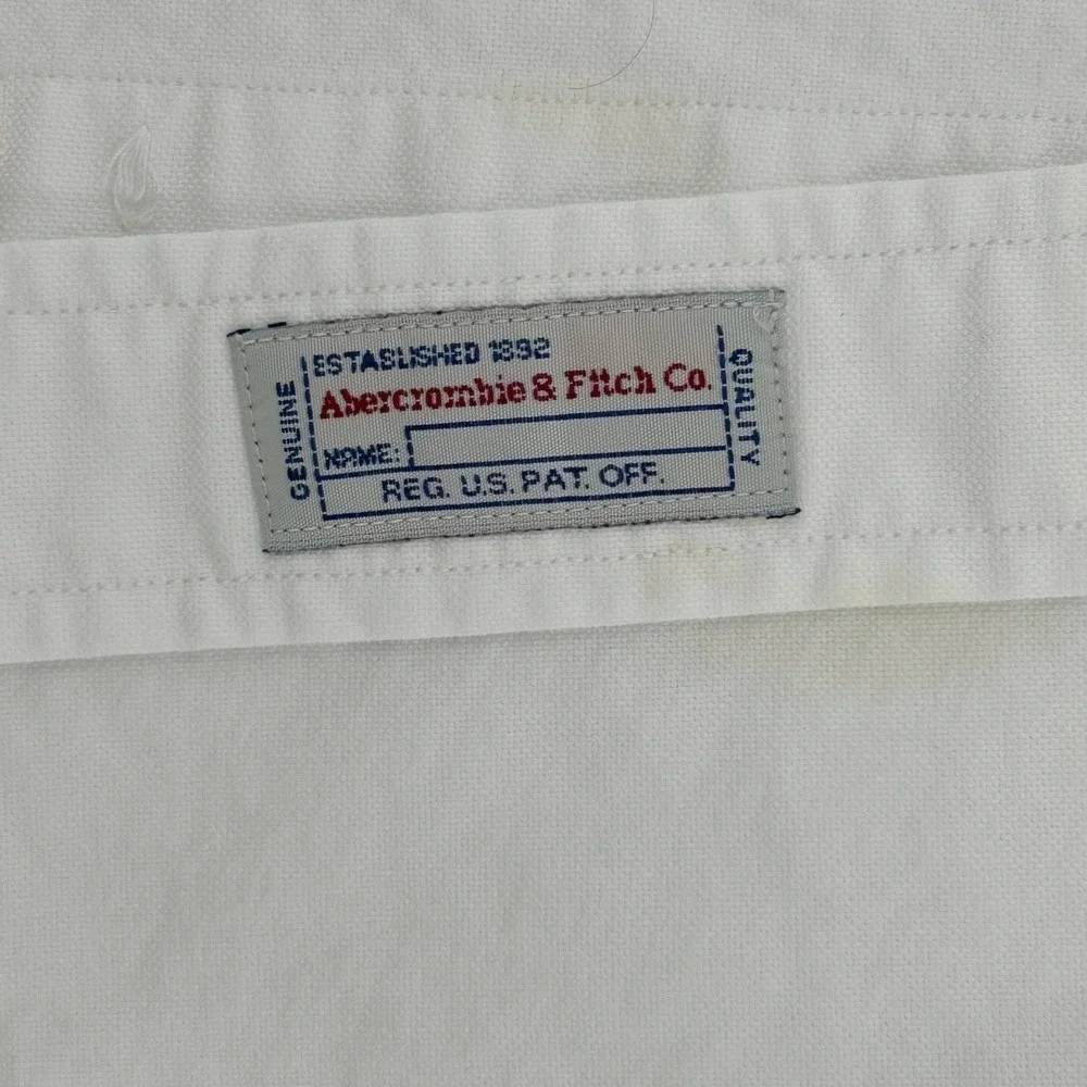 Abercrombie & Fitch Mens Button Down Shirt 16L White Thrashed Vintage Grunge - Picture 9 of 10